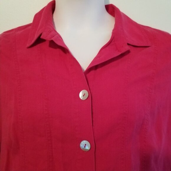 Soft Surroundings M Hot Pink Blouse Tunic Top Linen Blend Barbiecore Summer - Picture 3 of 6